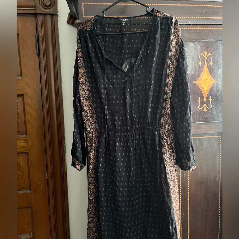 LUCKY BRAND long sleeve boho midi dress